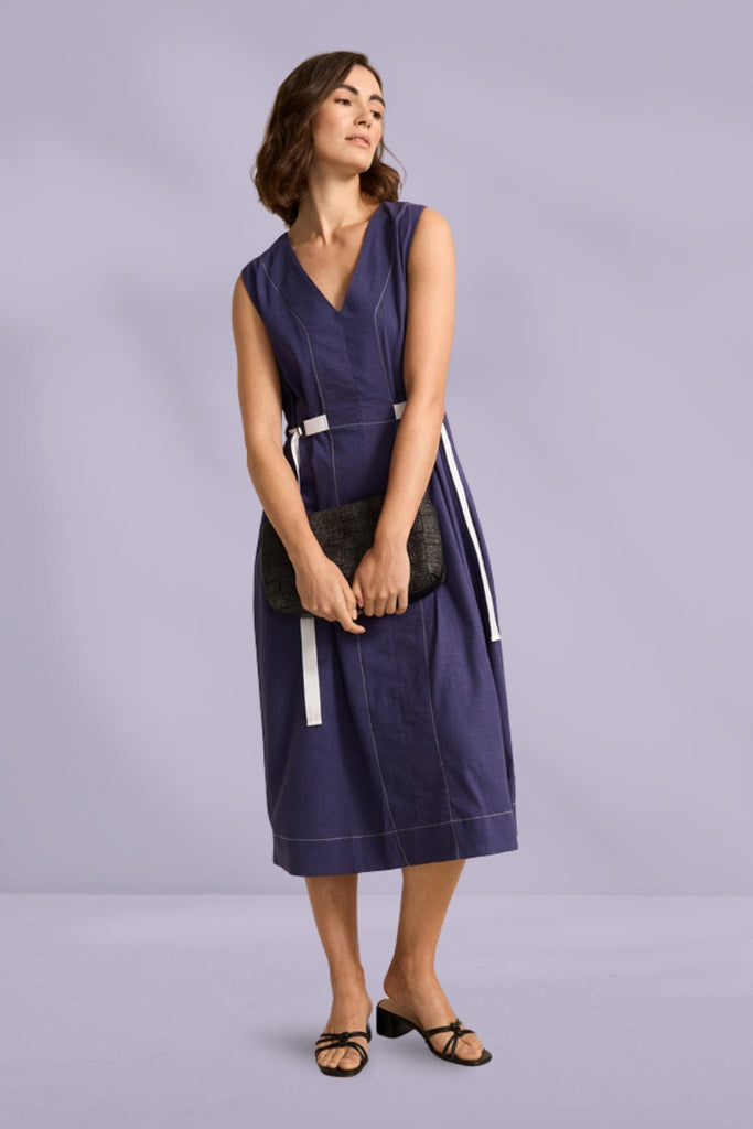 Marco Polo Sleeveless Tab Detail Dress French Blue From BoxHill