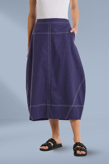 Marco Polo Topstitched Skirt French Blue From BoxHill