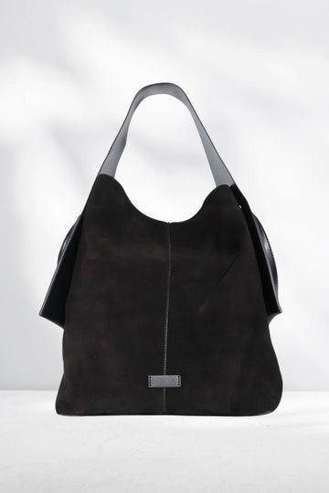 Minx Saddle Tote Bag Black Suede From BoxHill