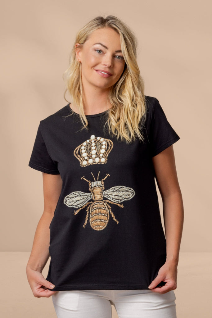 Moss Queen Bee Tee Black From BoxHill