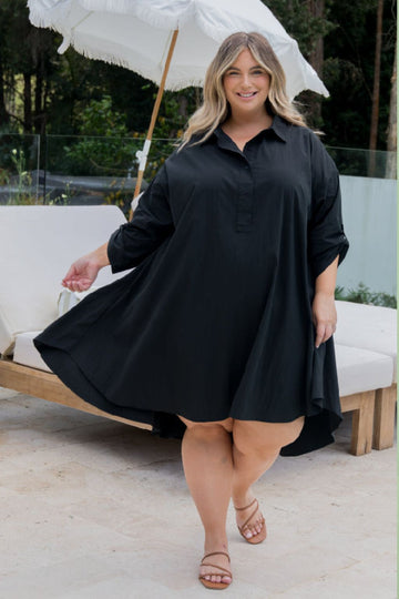 PRE-ORDER PQ Collection Loloma Shirt Dress Black From BoxHill