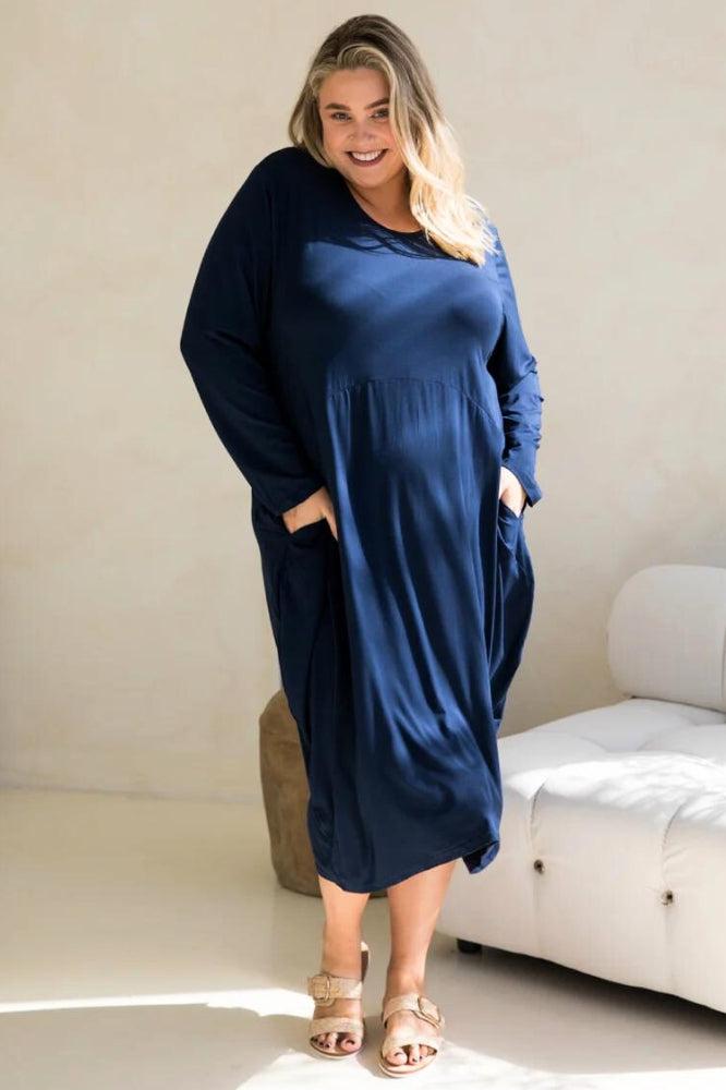 PQ Collection Long Sleeve Soho Dress Navy From BoxHill