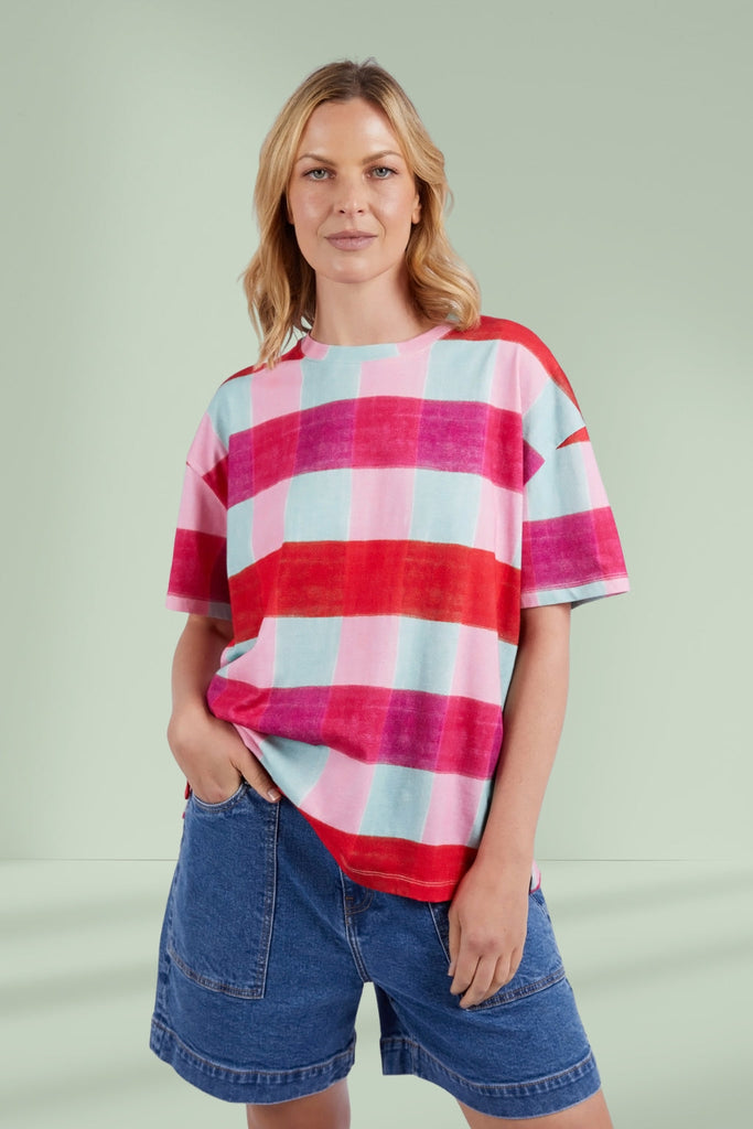 Elm Monaco Check Tee Multicolour From BoxHill