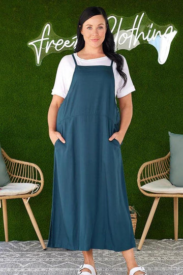 Freez Apron Dress Teal From BoxHill