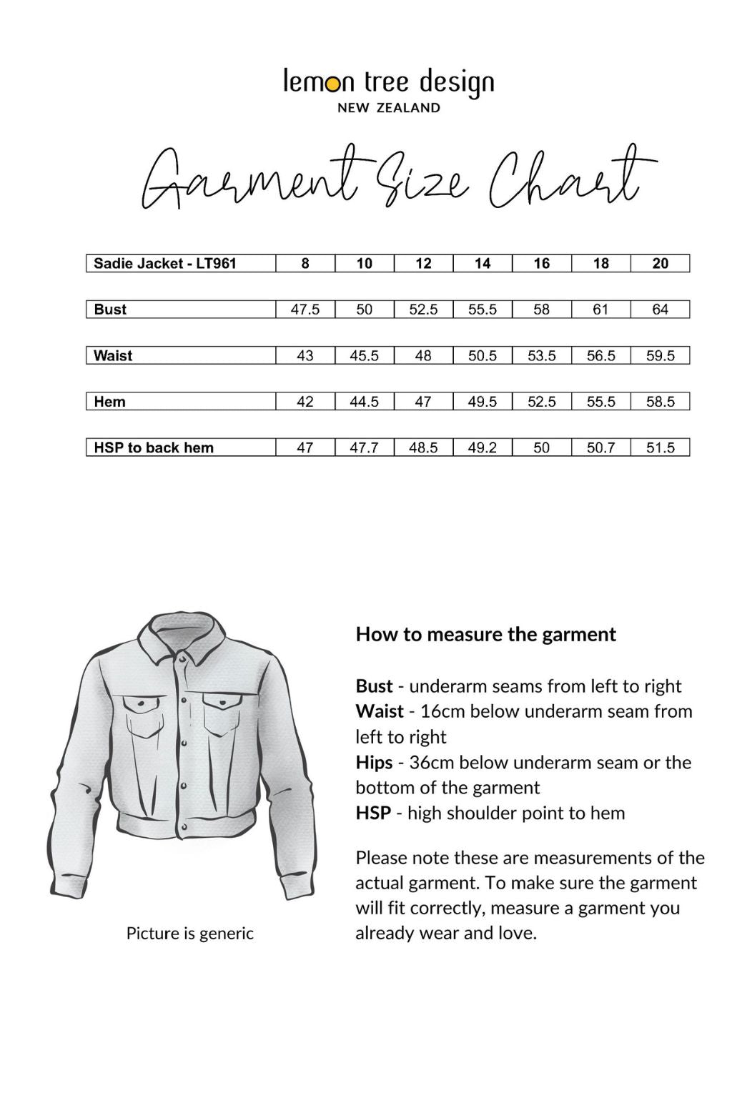 Size Chart for