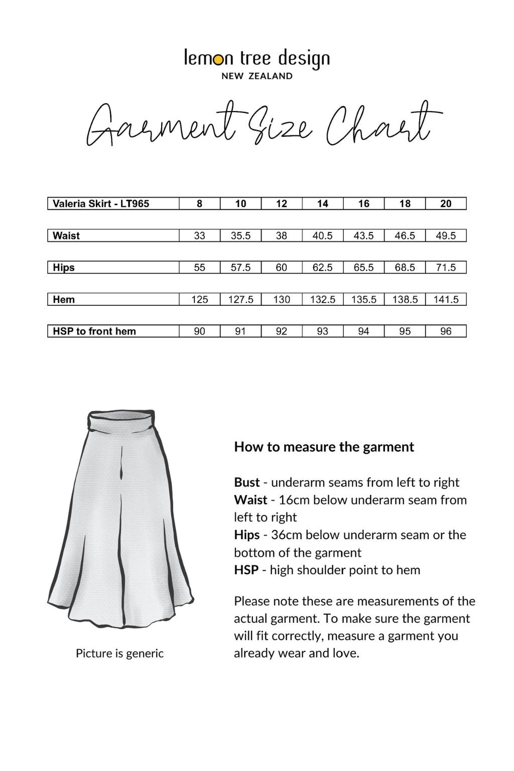 Size Chart for