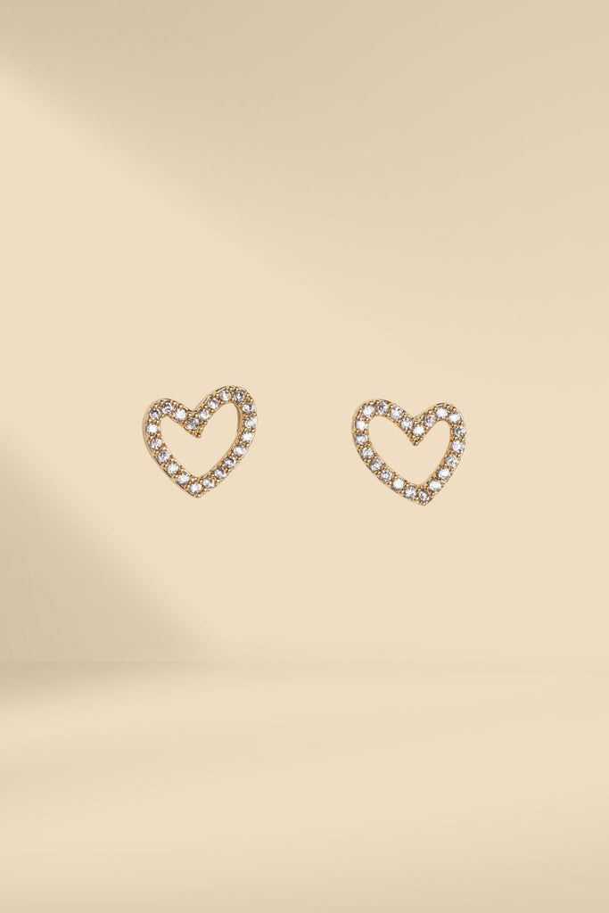 Stella and Gemma Crystal Heart Outline Earrings Gold From BoxHill