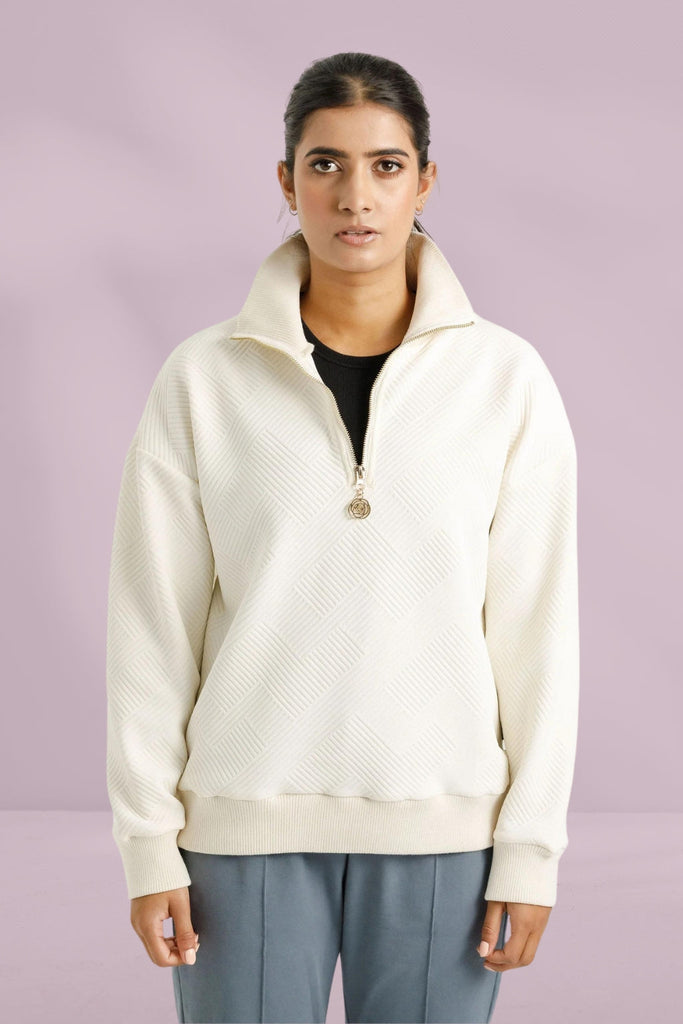 Rose Road Club Zipper Sweatshirt Cream From BoxHill