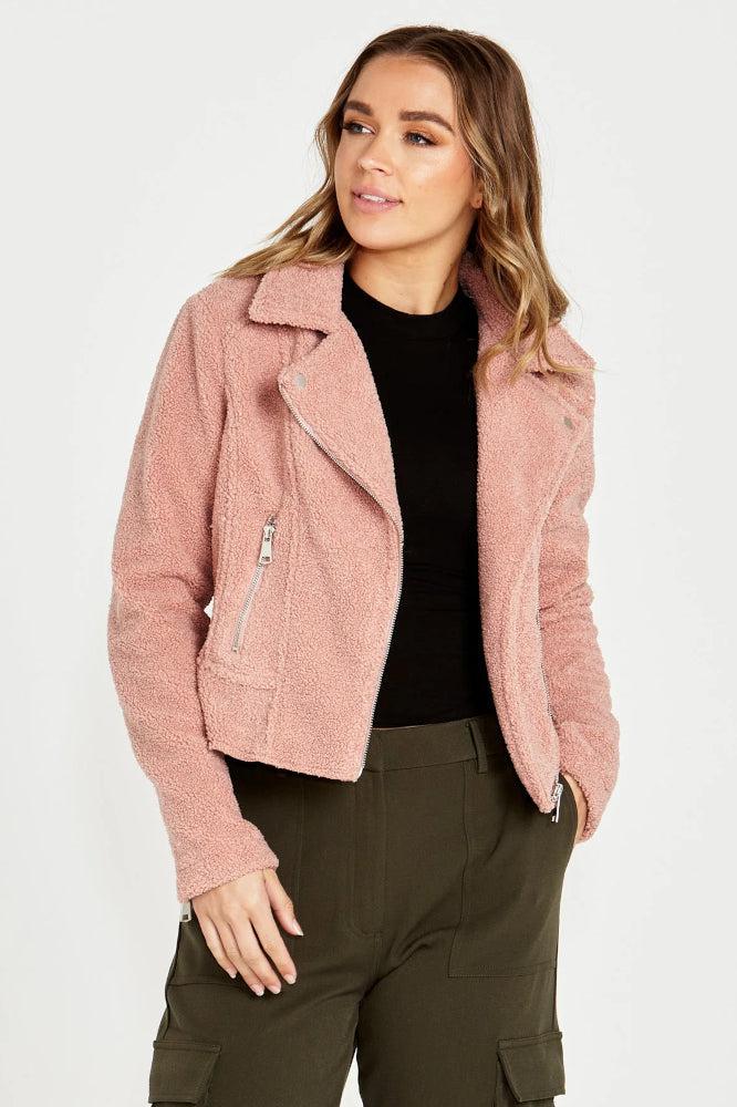 Sass Bea Sherpa Biker Jacket Blush From BoxHill