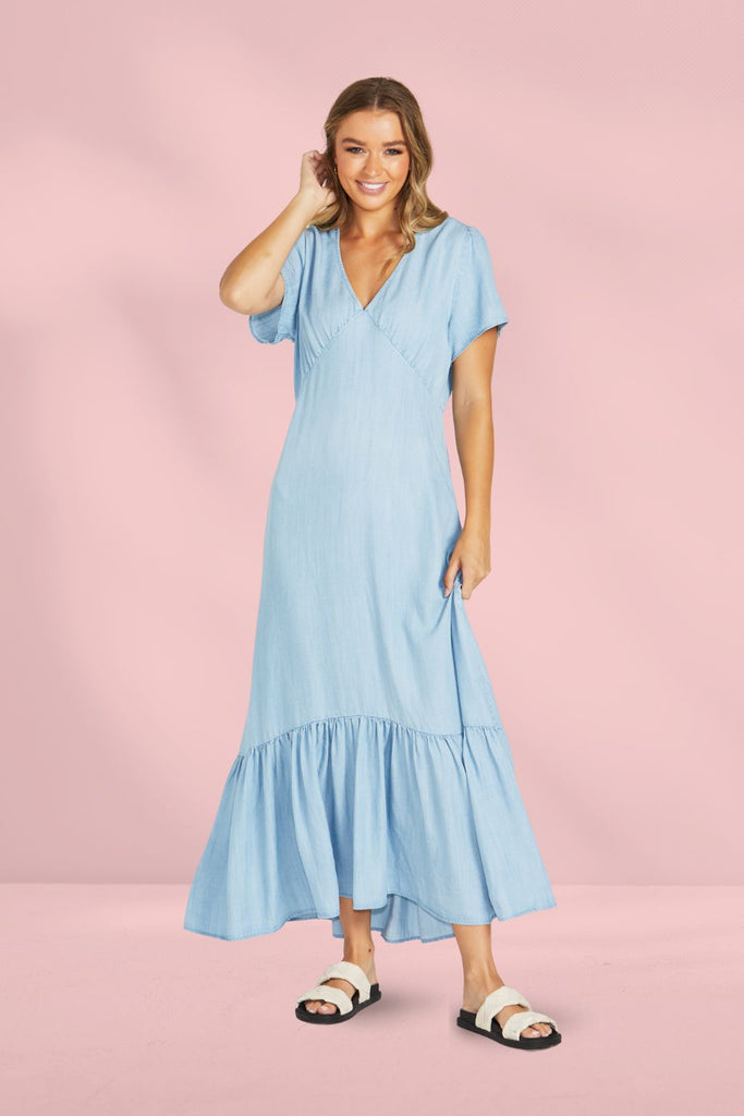 Sass Davie Maxi Dress Chambray From BoxHill