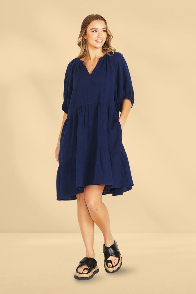 Sass Henny Dress Navy From BoxHill