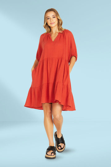 Sass Henny Dress Terracotta From BoxHill