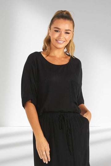 Sass Raya Oversized Top Black From BoxHill