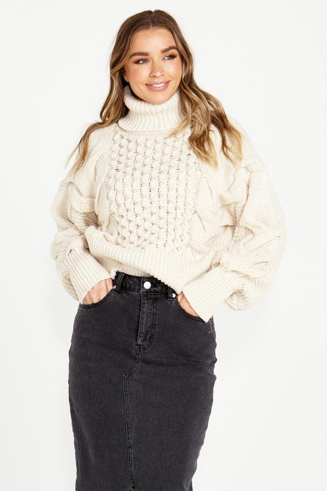 Sass Renn Cable Knit Cream From BoxHill