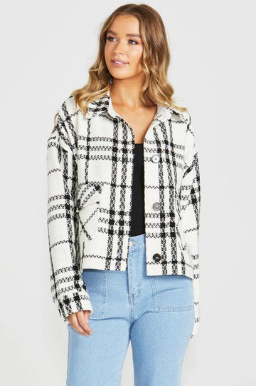 Sass Shira Shacket Cream Black Check From BoxHill