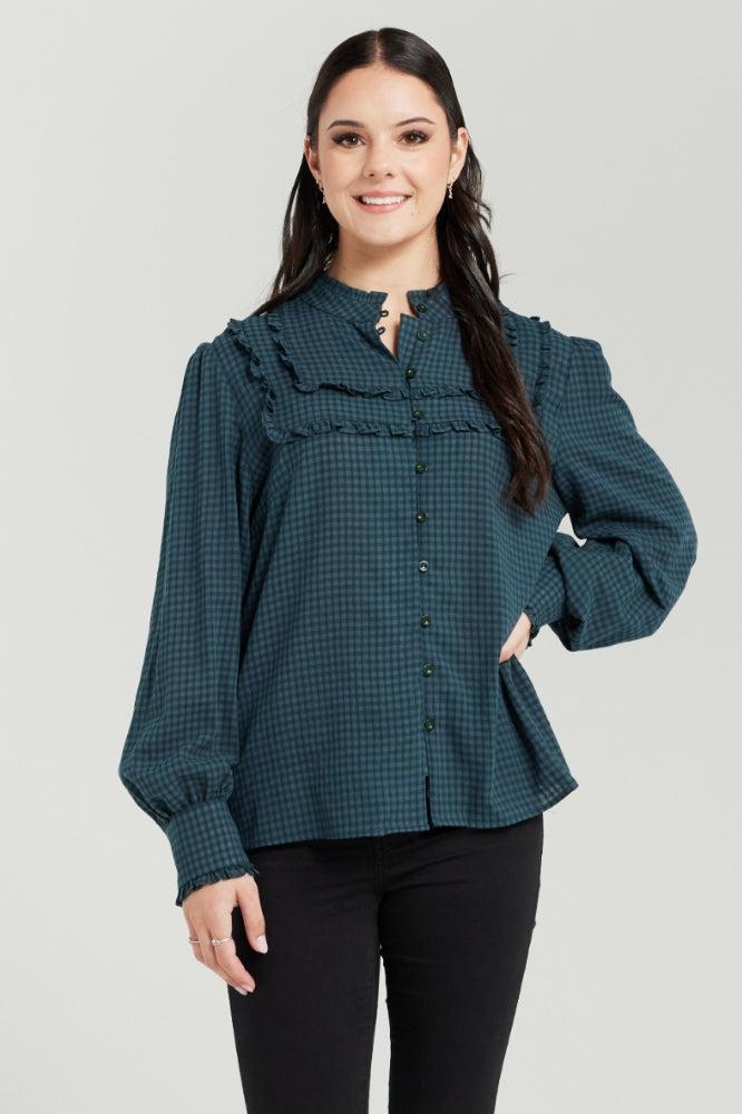 Seduce Amelia Top Teal Check From BoxHill