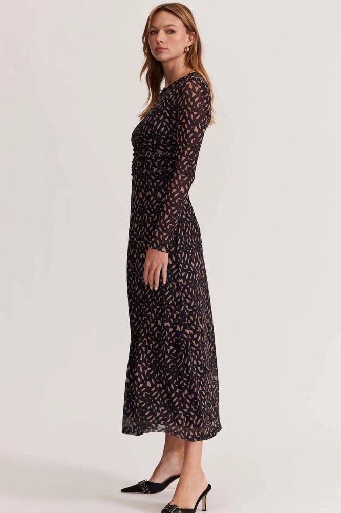 Staple the Label Zadie Mesh Maxi Dress Camel Black Geo – BoxHill