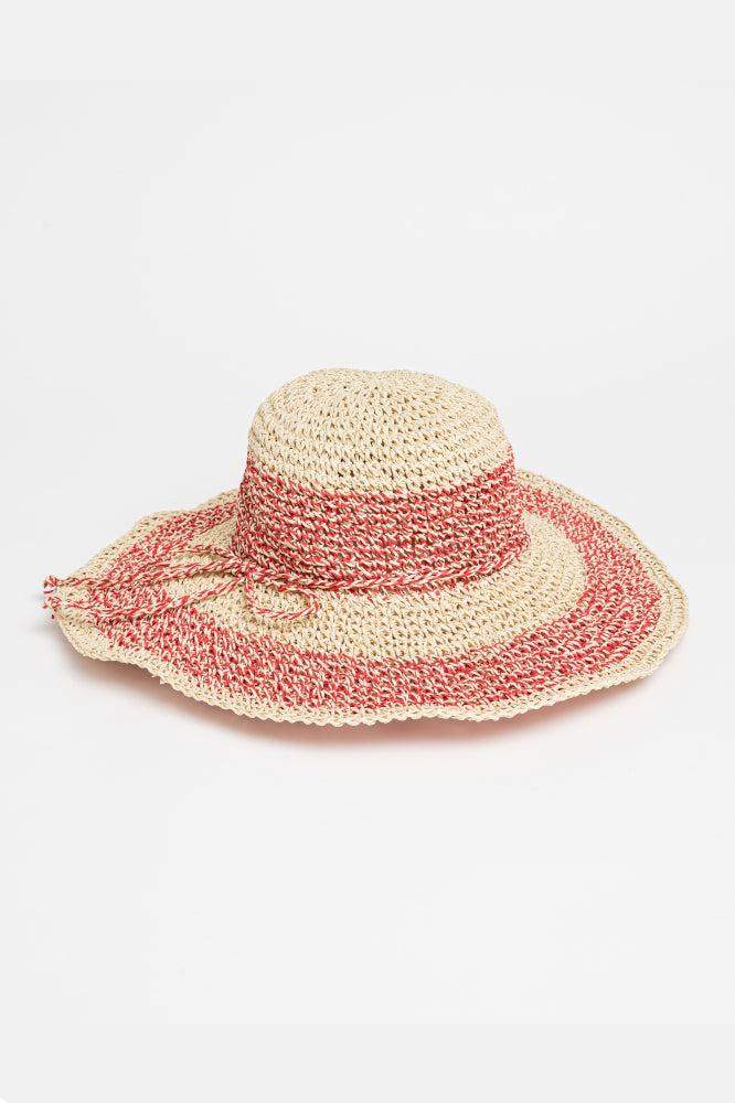 Stella and Gemma Bay Stripe Soft Hat Natural Strawberry One Size Natural Strawberry From BoxHill