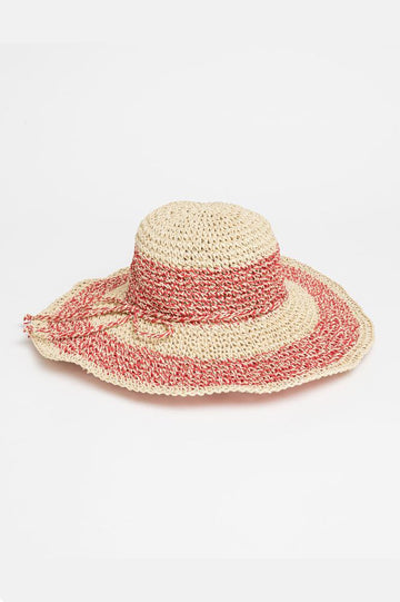 Stella and Gemma Bay Stripe Soft Hat Natural Strawberry One Size Natural Strawberry From BoxHill