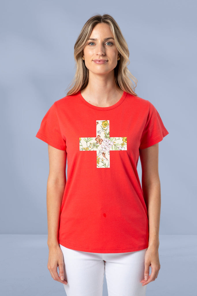 Stella and Gemma Garden Party Cross T-Shirt Flame From BoxHill