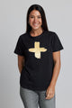 Stella and Gemma Gold Foil Cross T Shirt Black From BoxHill