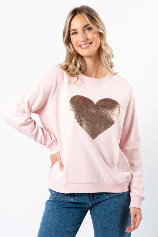 Stella and Gemma Heart Beige Sequins Classic Sweater Marshmallow From BoxHill