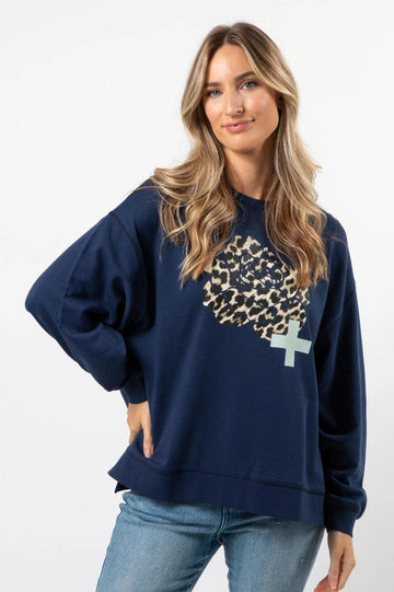 Stella and Gemma Leopard Rose Sunday Sweater Navy From BoxHill