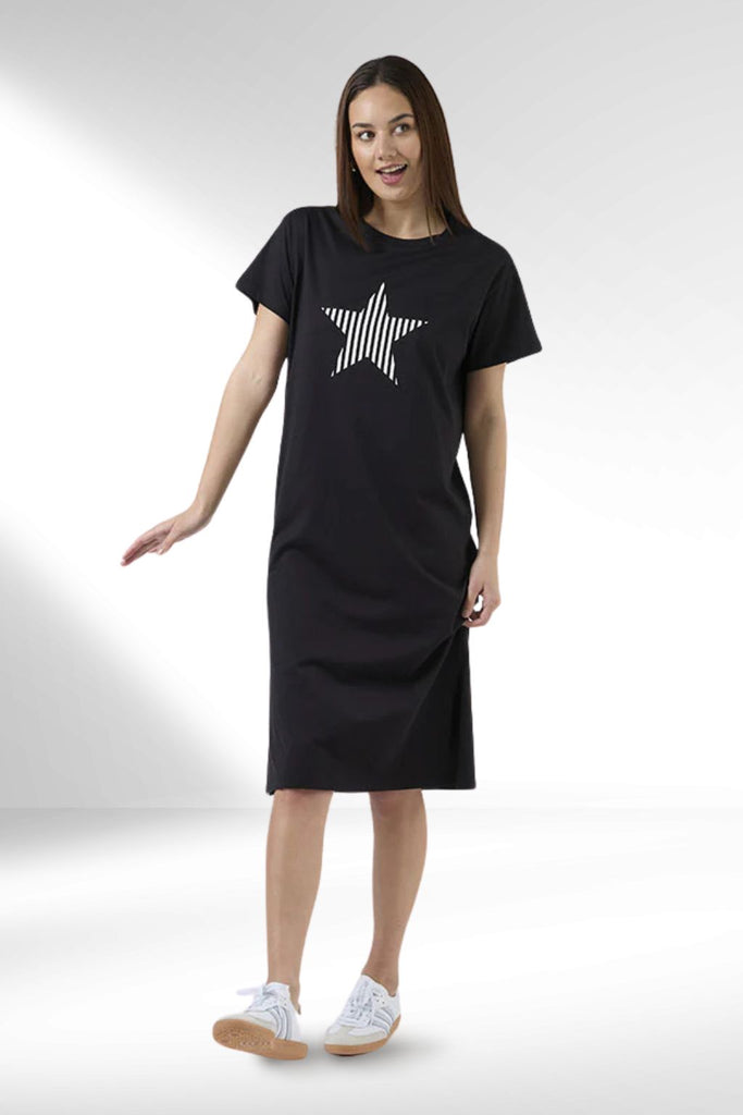 Stella and Gemma Maxie Black and White Stripe Star T-Shirt Dress Black From BoxHill