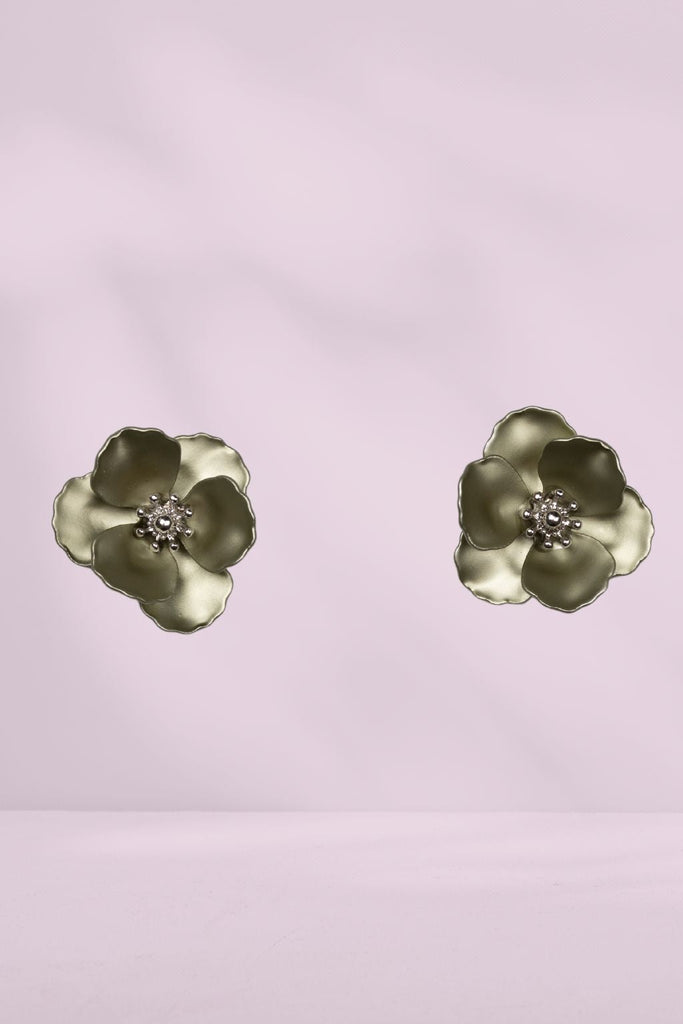 Stella and Gemma Mini Flower Earrings Olive From BoxHill