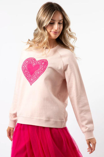 Stella and Gemma Neon Doily Heart Classic Sweater Pink From BoxHill