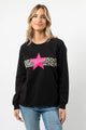 Stella and Gemma Neon Pink Star Classic Sweater Black From BoxHill