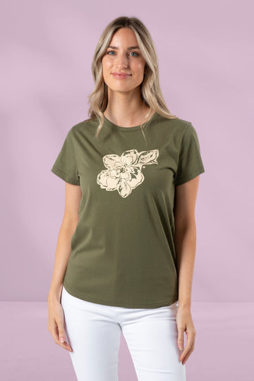 Stella and Gemma Petal Garden T-Shirt Khaki From BoxHill