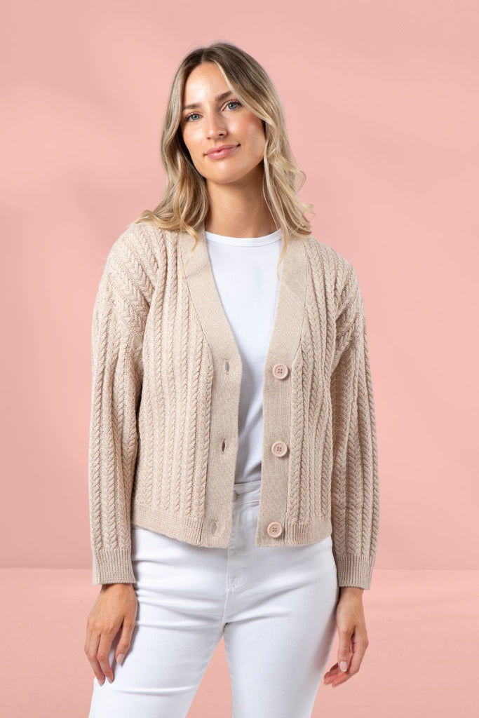 Stella and Gemma Posey Cardigan Tan Melange From BoxHill