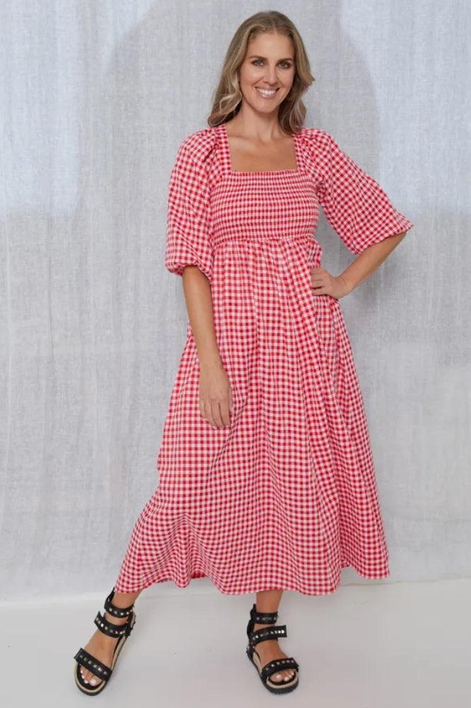 Stella and Gemma Sherry Dress Gingham Red Pink From BoxHill