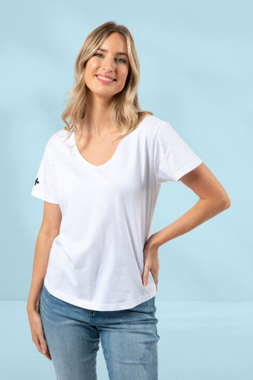 Stella and Gemma Villa V Neck Tee White From BoxHill