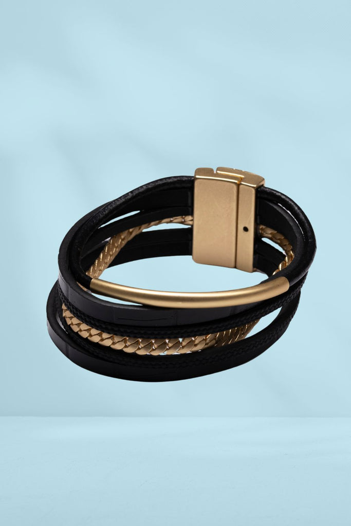 Stella and Gemma Wrap Bracelet Black Matt Gold From BoxHill