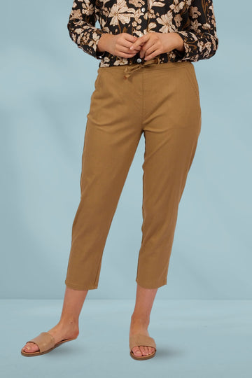 Vassalli 7/8 Elastic Waist Pants Caramel From BoxHill