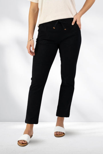 Vassalli Ankle Grazer Slim Leg Elastic Waist Pants Black From BoxHill