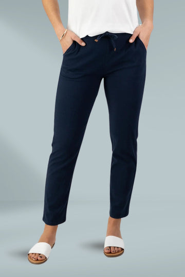 Vassalli Ankle Grazer Slim Leg Elastic Waist Pants Ink From BoxHill