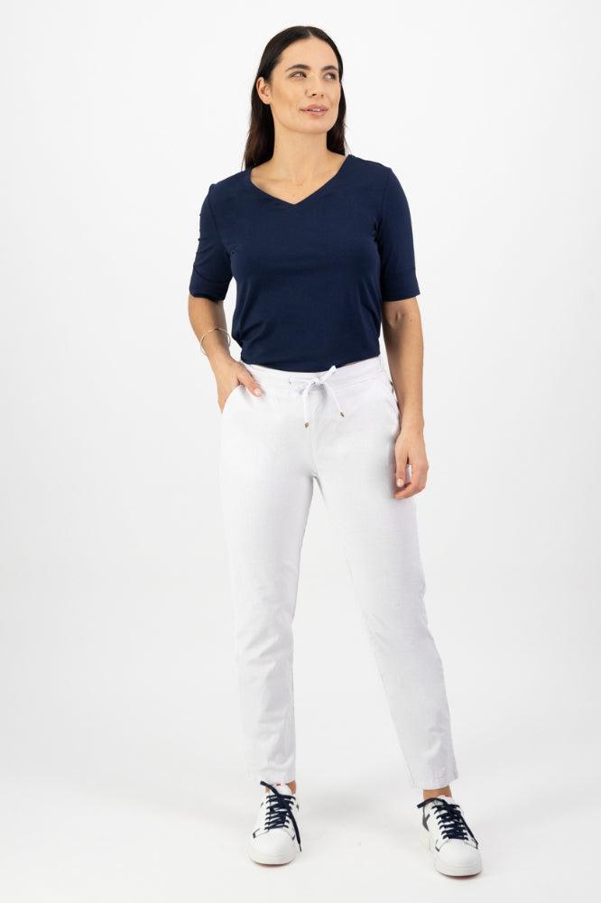 Vassalli Ankle Grazer Slim Leg Elastic Waist Pants White From BoxHill