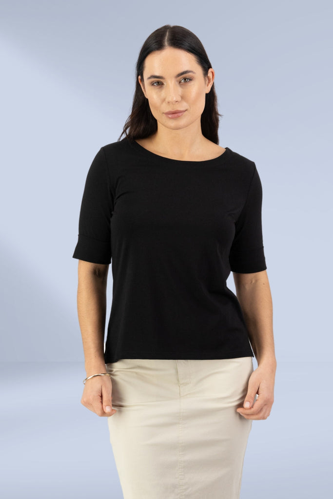 Vassalli Boat Neck Top Black From BoxHill