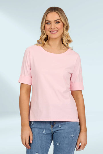 Vassalli Boat Neck Top Light Pink From BoxHill