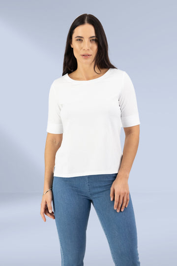 Vassalli Boat Neck Top White From BoxHill