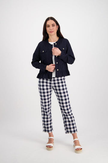 Vassalli Button Up Jacket Frill Hem Ink From BoxHill