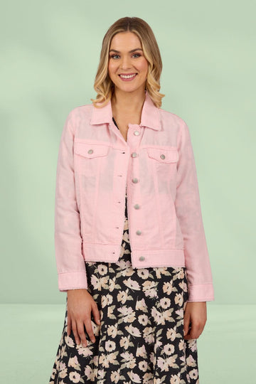 Vassalli Linen Jacket with Frayed Seams Light Pink From BoxHill