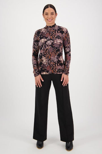 Vassalli Long Sleeve Printed Knit Top with High Neck Vintage From BoxHill