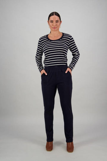 Vassalli Merino Relaxed Slim Leg Pull On Pants Ink From BoxHill