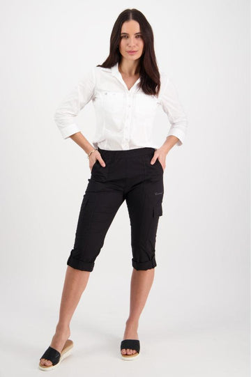 Vassalli Poplin Pull On Cargo Pants Black From BoxHill