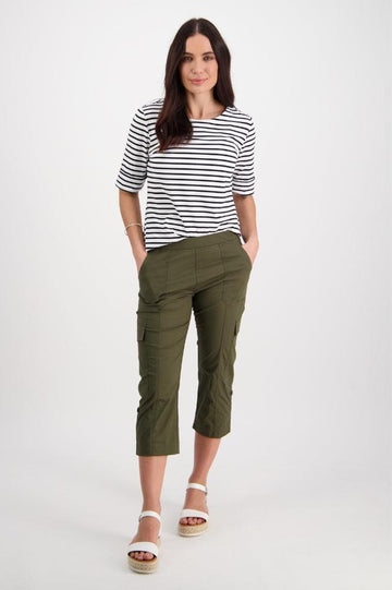 Vassalli Poplin Pull On Cargo Pants Khaki From BoxHill