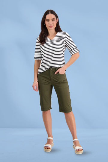 Vassalli Poplin Straight Leg Shorts Khaki From BoxHill